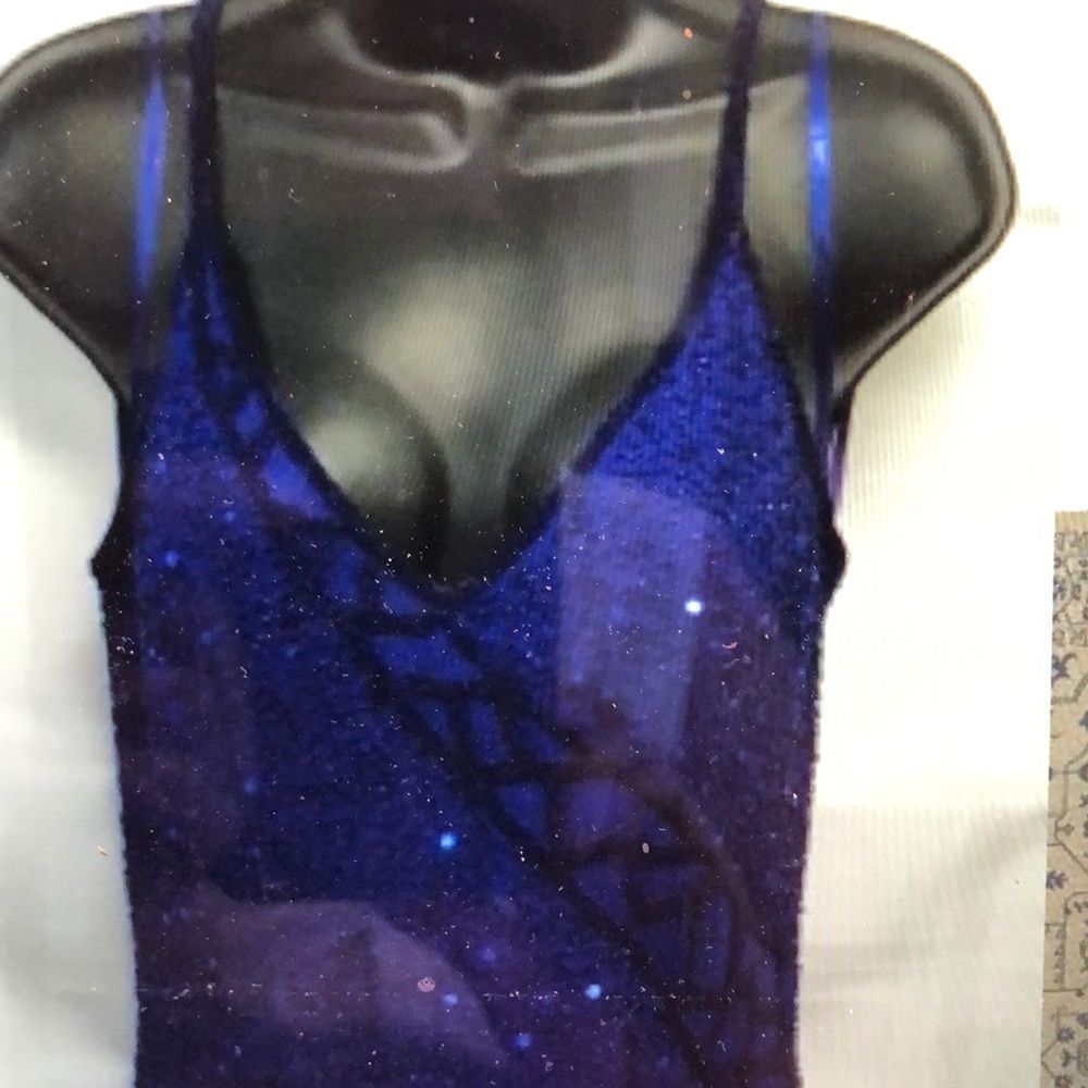 Scala 💯 Silk Beaded Size L Blue and Black beads